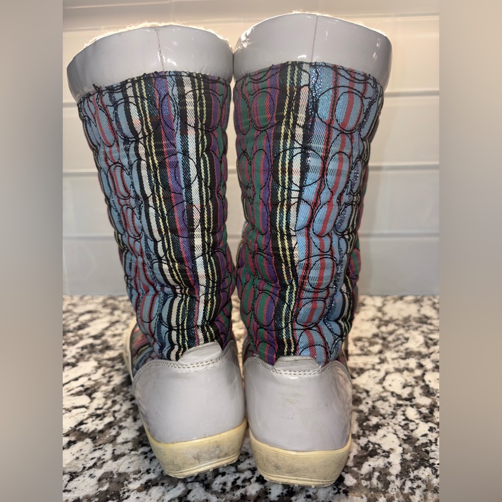 Coach Plaid Quilted Snow Boots Patent Leather Trim ❄️ - Picture 6 of 14